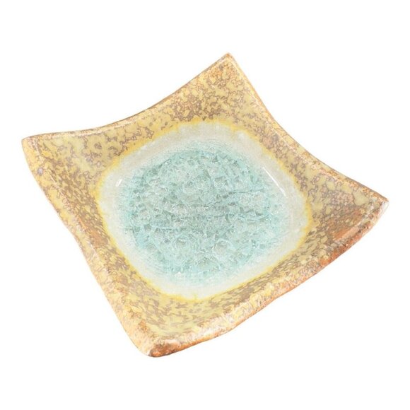 Hand Made Studio Art Pottery Dish Plate Crystalline Glass Glaze Stoneware Signed - Picture 3 of 11